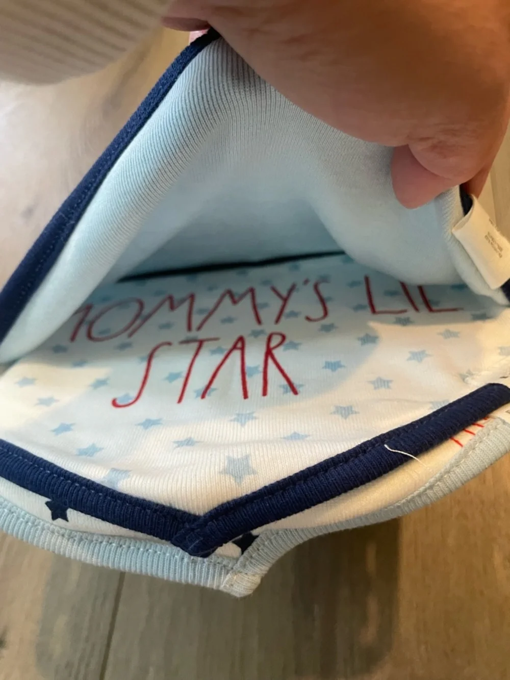 Rae Dunn Baby Light Blue Whale Bandana Bibs with Navy Trim - Set of 3